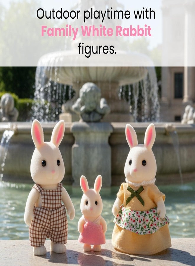 OLEOCA Family White Rabbit Figures - Set of 3 Collectible Flocked Mini Dolls with Removable Clothes, Miniature Dollhouse Pretend Play Figures for Kids Ages 3+ - Image 2